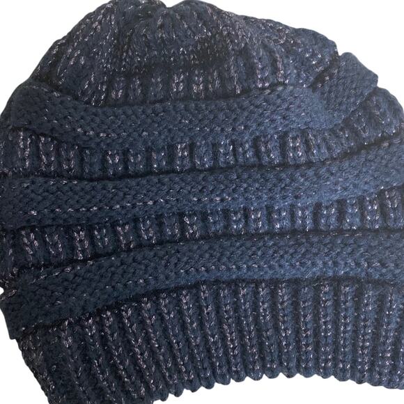 Women's CC Exclusives Beanie - Navy Blue Shimmer - One Size Winter Hat Accessory - Picture 2 of 6